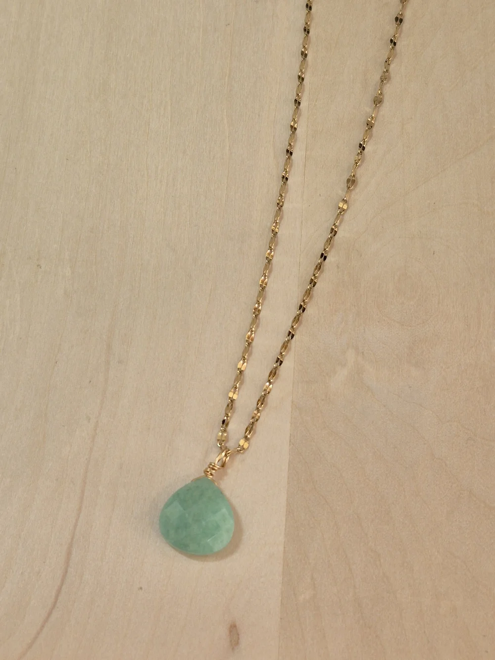 🩵💛NEW🩵💛 BEAUTIFUL!! SS Natural Stone Wire Wrapped Faceted AMAZONITE Necklace